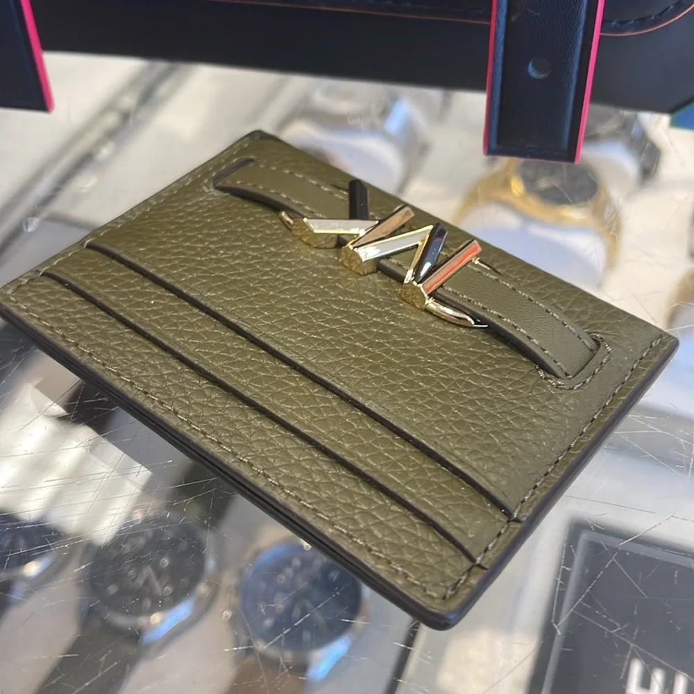 MICHAEL KORS Reed Large Pebbled Leather Card Holder Case Wallet COLOR:OLIVE NWT